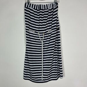 SAINT TROPEZ WEST Dress Womens‎ Size L Blue White Striped Sleeveless Jersey New